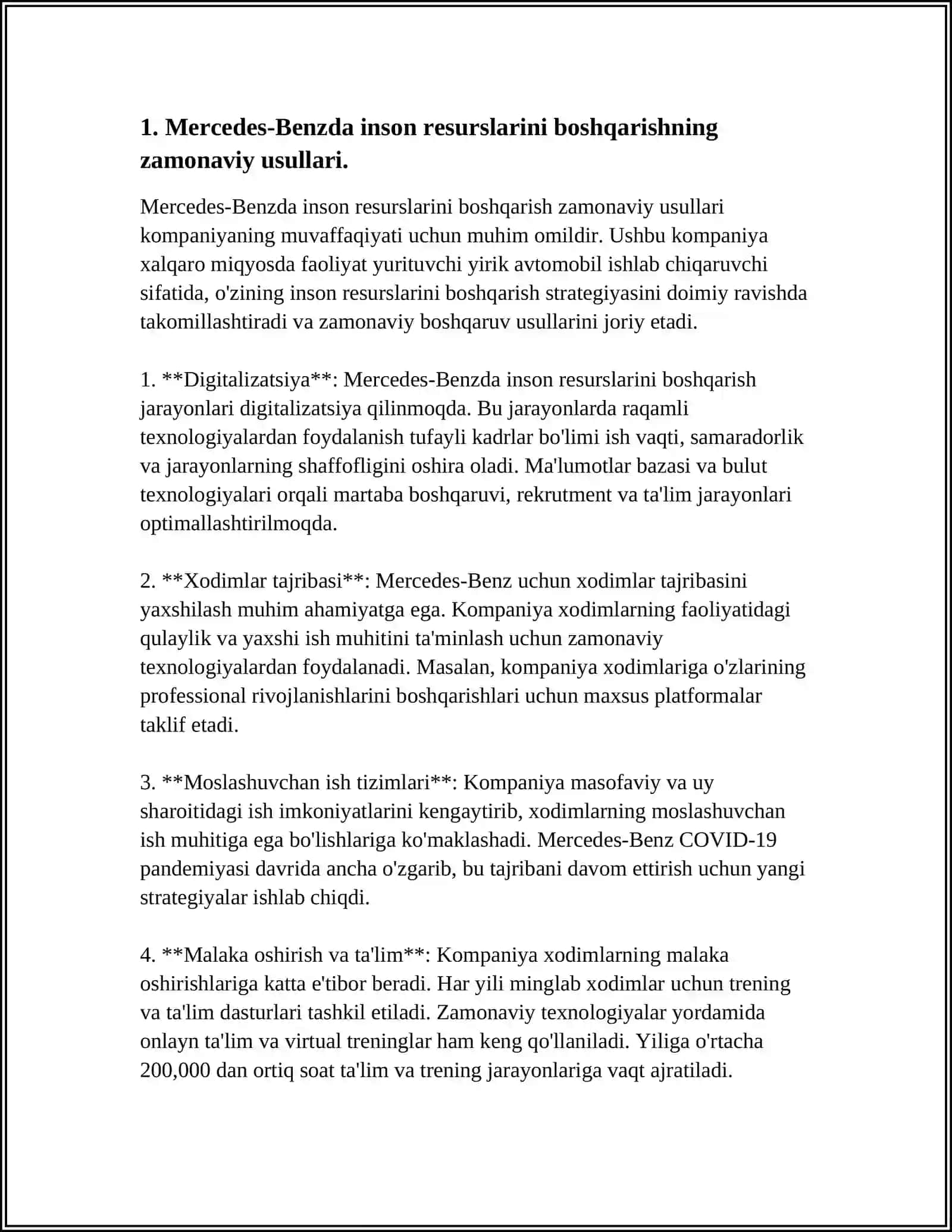 INSON RESURSLARINI BOSHQARISHNING XORIJIY TAJRIBALARI: MERCEDES-BENZ MISOLIDA 3