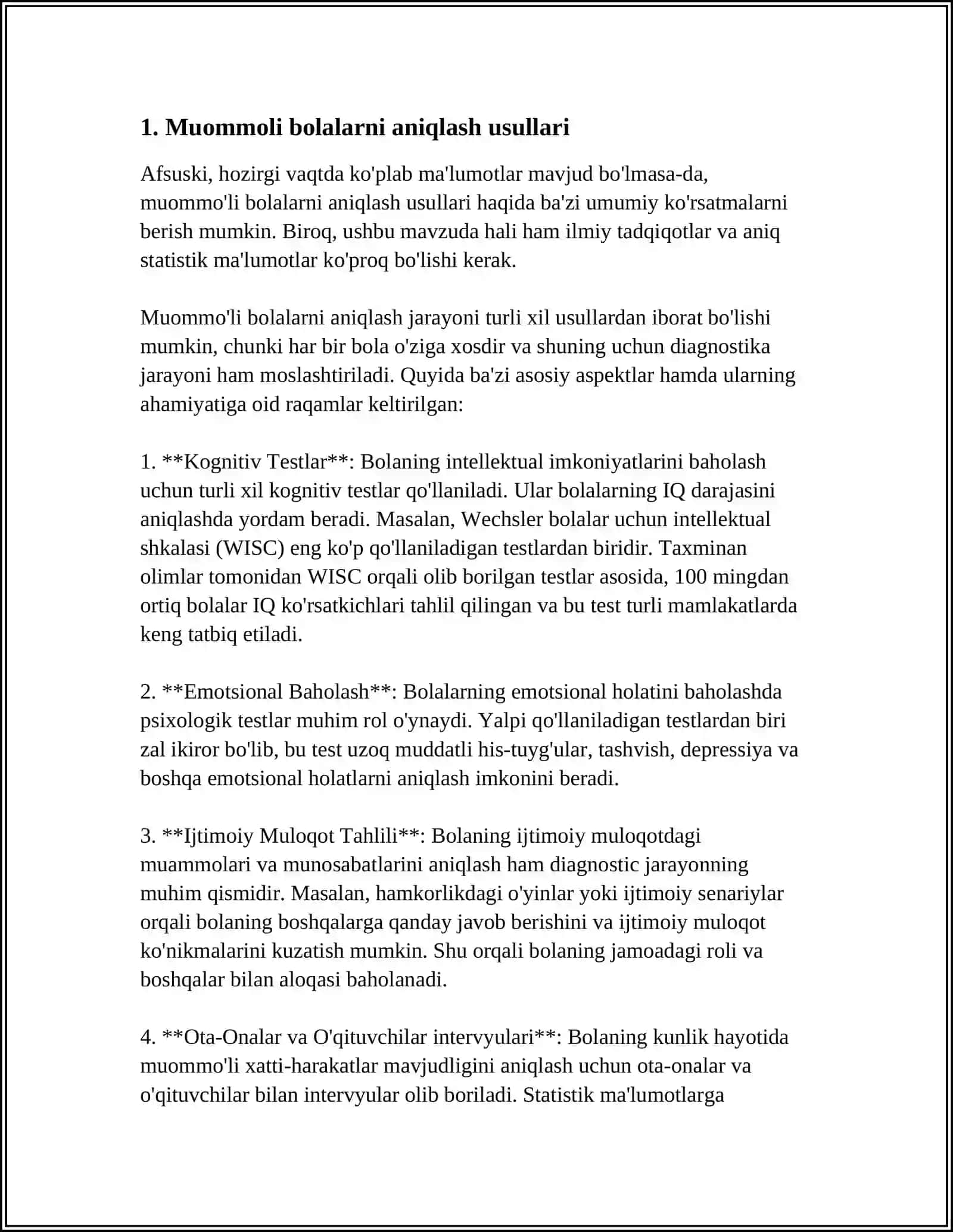 MAKTABGACHA TAʼLIM TASHKILOTLARIDA MUOMMOLI BOLANI OʻRGANISH VA INDIVIDUAL HARITA TUZISH MAVZUSI 3