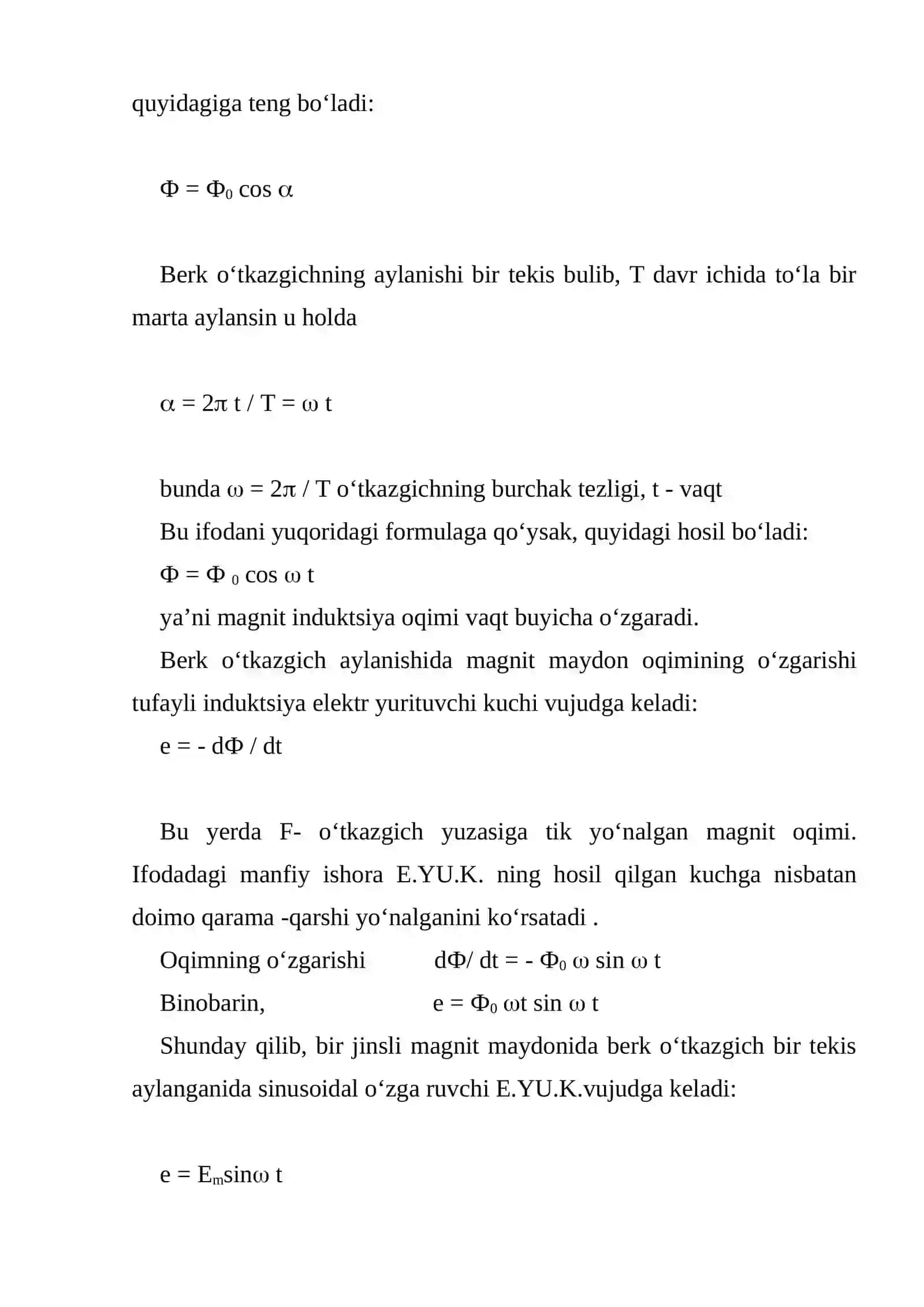 Sinusoidal elektr yurituvchi kuch hosil qilish 3