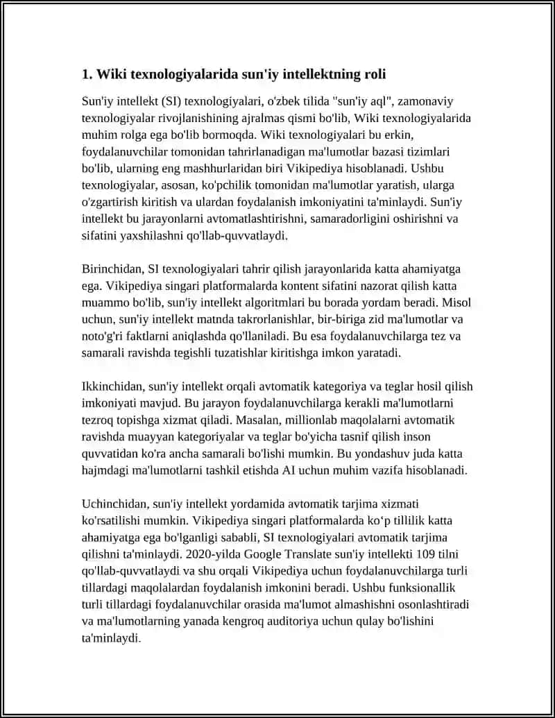 WIKI TEXNOLOGIYALAR. SUN'IY INTELLEKT 3