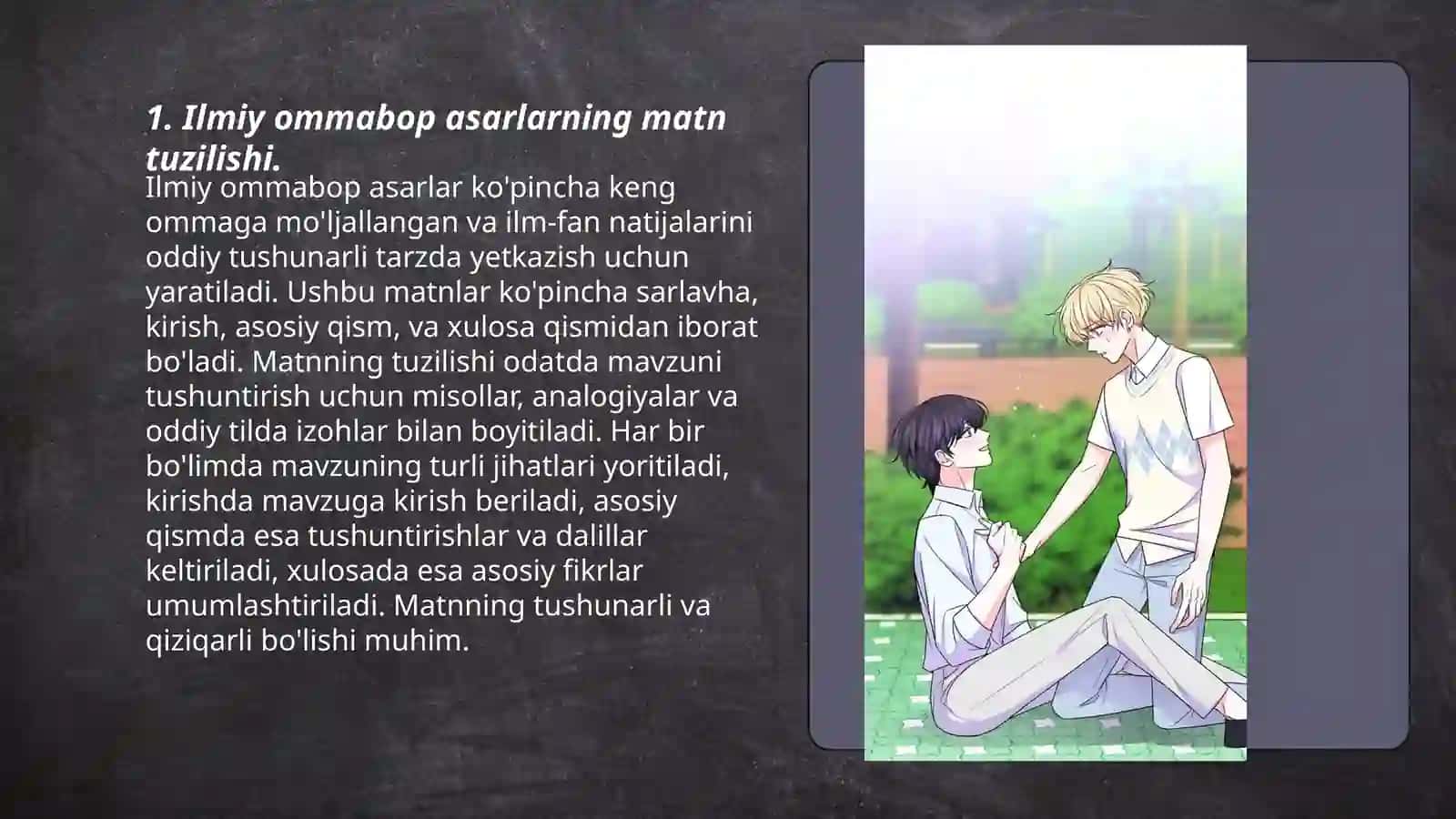 1.Ilmiy ommabop asarlar matnini tahlil qiling 3
