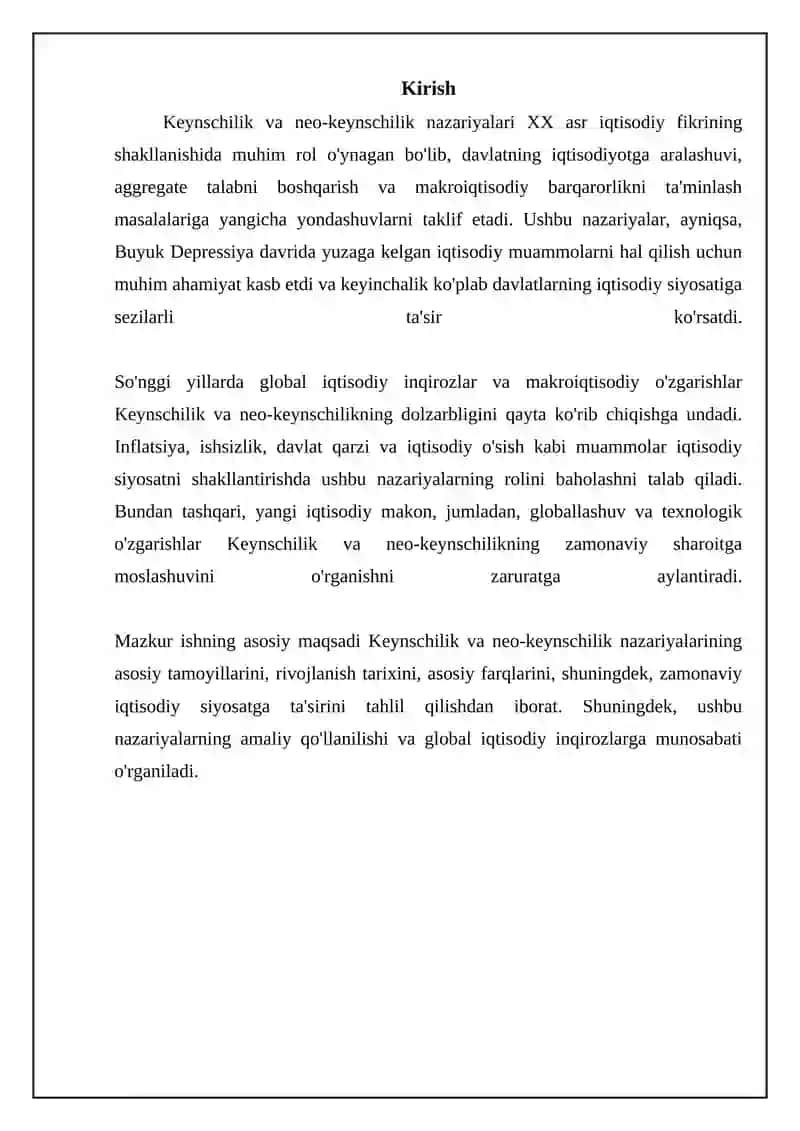 Keynschilik va Neo-Keynschilik: Asosiy Tamoyillar va Farqlar 3