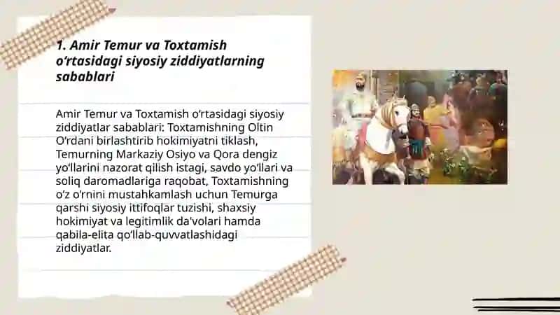 Amir Temurning Oltin O'rda Davlati Bilan Munosabatlari 3