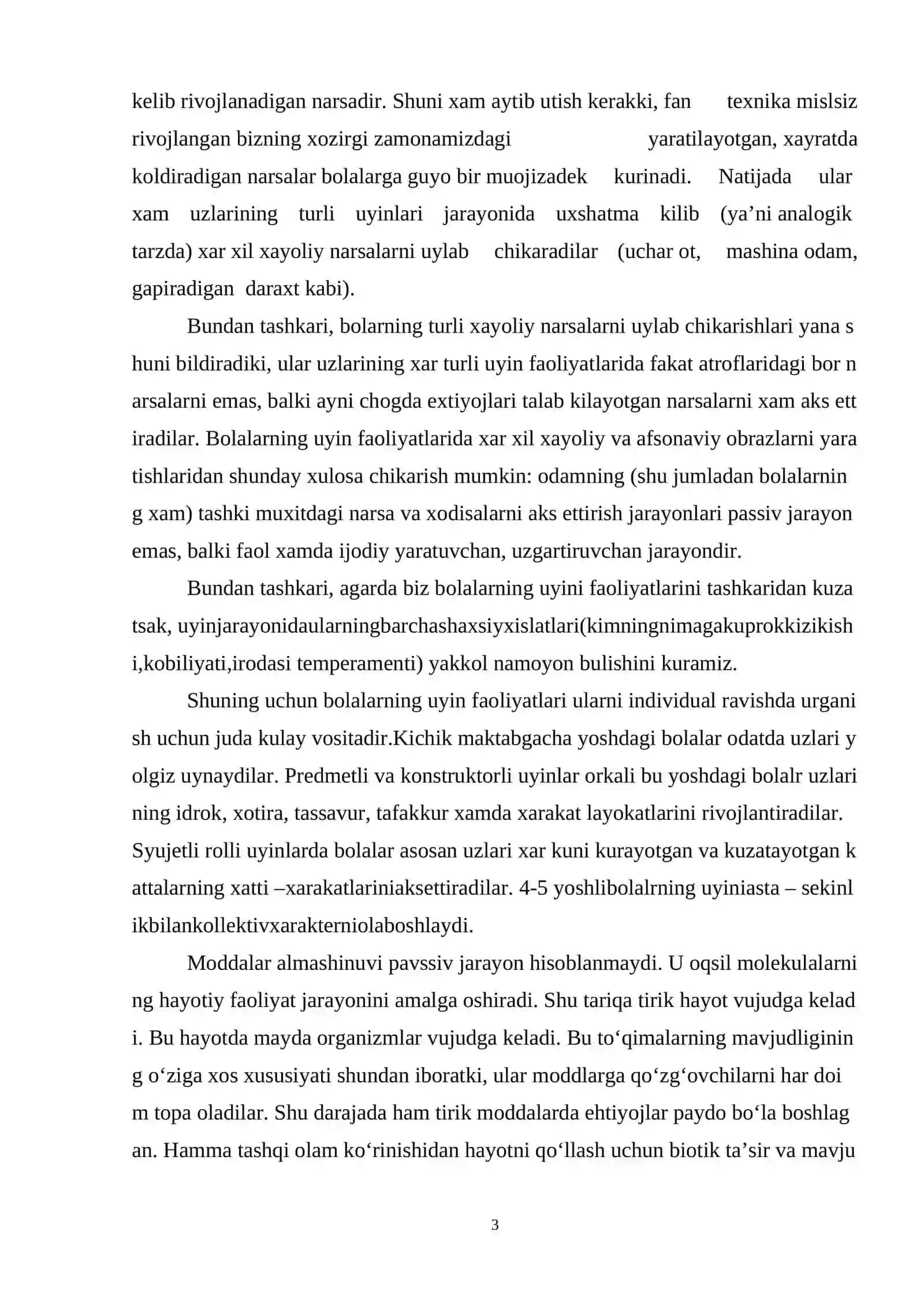 Psixik faoliyatning yuvenal (o‘yinli) davrda rivojlanishi 3