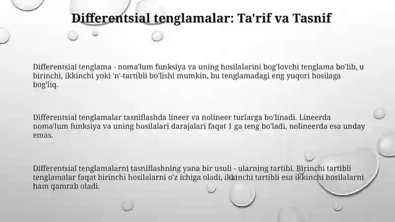 Differensial tenglamalar haqida tushuncha 3