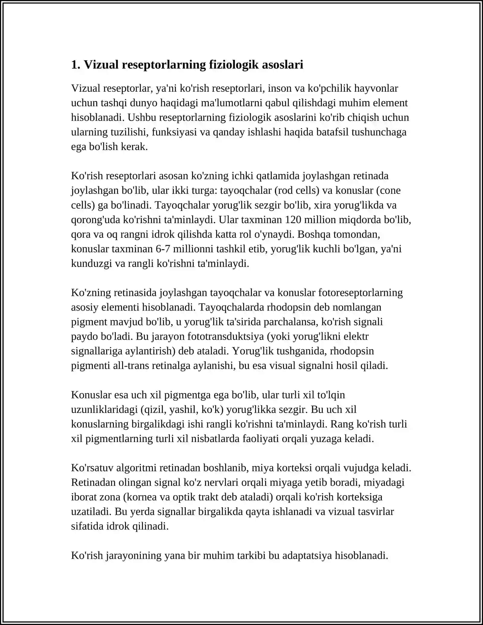 VISIRAL RESEPTORLAR FIZIOLOGIYASI 3