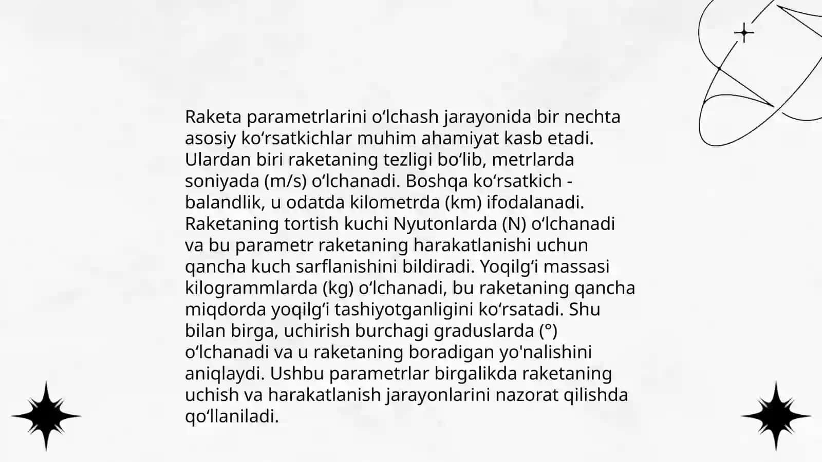 Raketa parametrlarini oʻlchash 3
