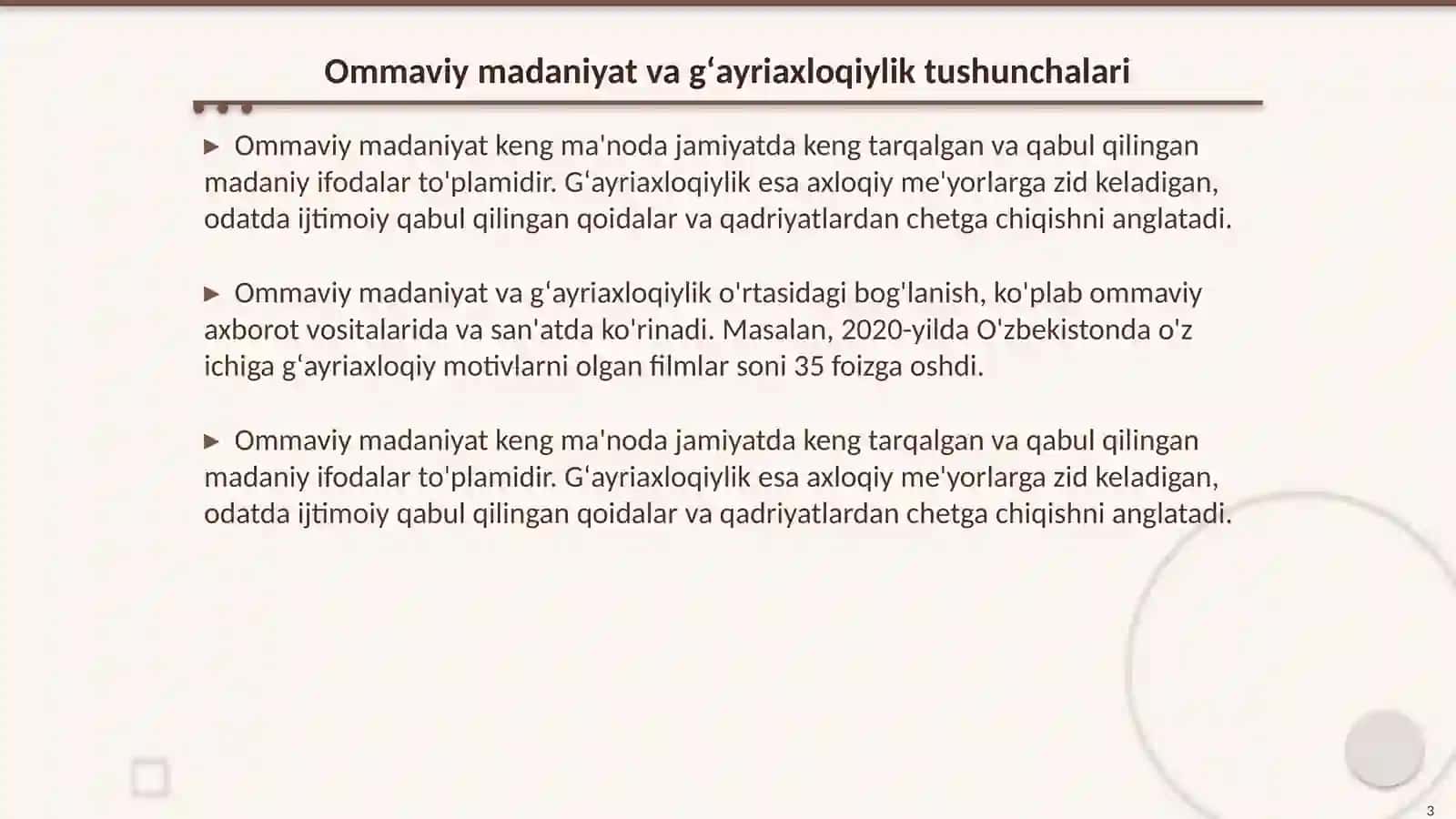 Ommaviy madaniyatning gʻayriaxloqiy koʻrinishi 3