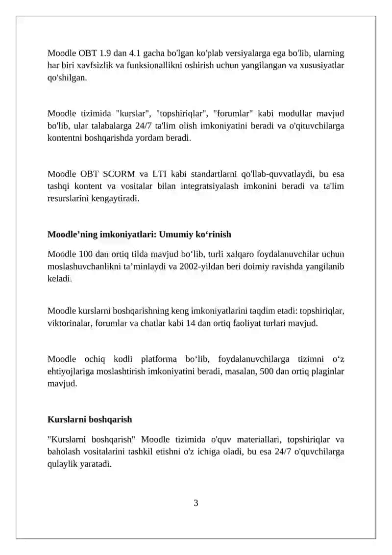 Masofaviy ta'limda LMS tizimlari, MOODLE oʻquv jarayonini boshqarish tizimi va uning imkoniyatari 3