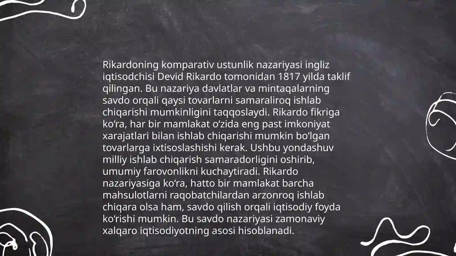 Rikardoning komparativ ustunlik nazariyasi 3