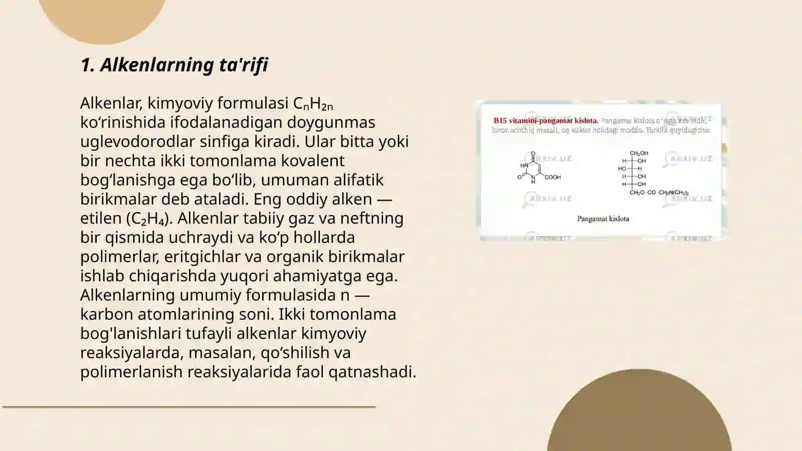 Alkenlar. Nomlanishi. Olinishi. Fizik-kimyoviy xususiyatlari. Ahamiyati 3