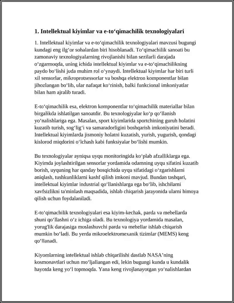 Intellektual kiyimlar va e-toʻqimachilik texnologiyalari 3