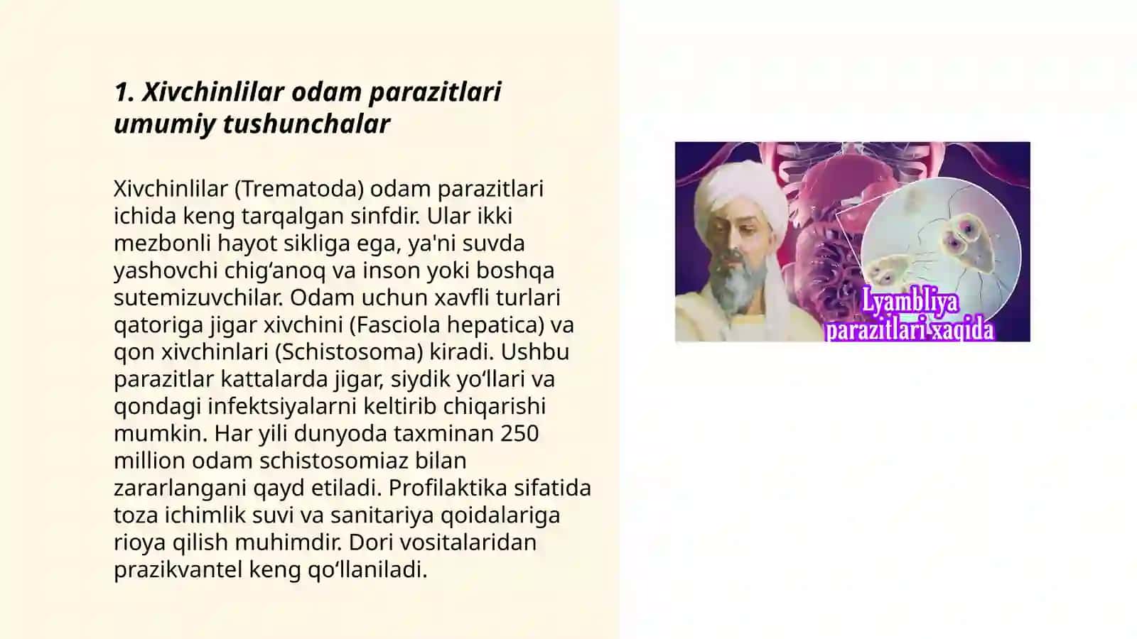 Xivchinlilar odam parazitlari: Tripanosoma, Leyshmaniya, Trixomonada va Iyambliya 3