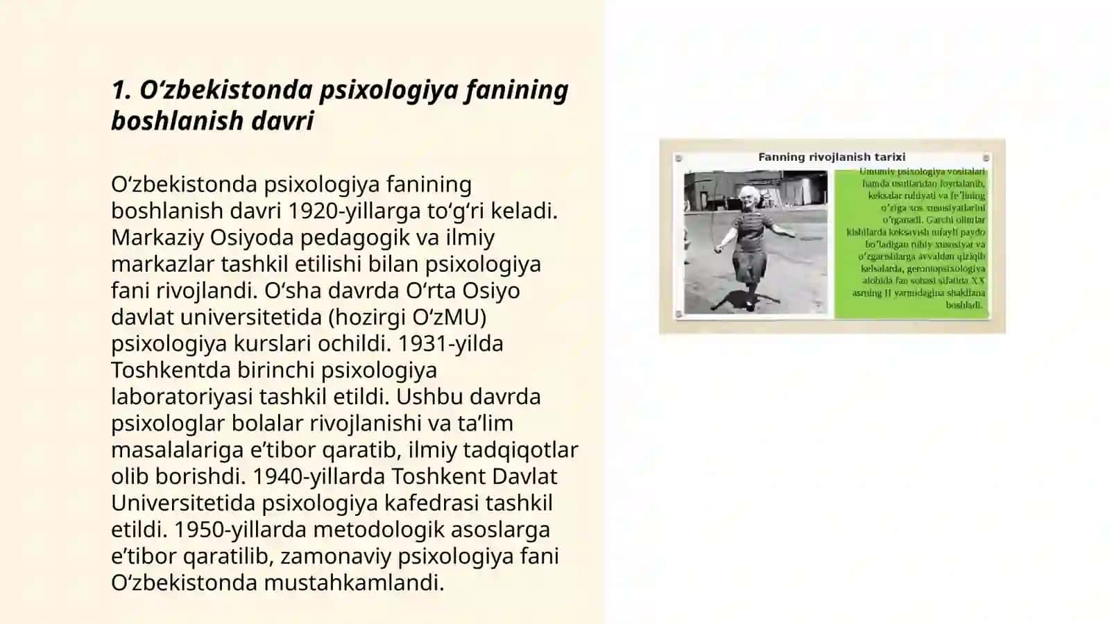 Oʻzbekistonda psixologiya fanining rivojlanish tarixi 3