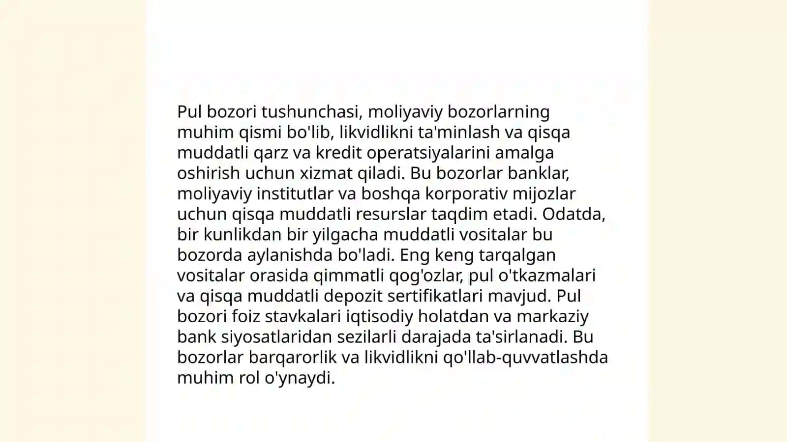 Pul bozori va korxonalar o'rtasidagi hisob kitoblarni tashkil etish 3
