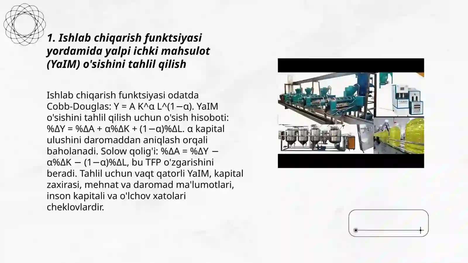 Makroiqtisodiy indikatorlarni ishlab chiqarish funktsiyalari yordamida tadqiq qilish 3
