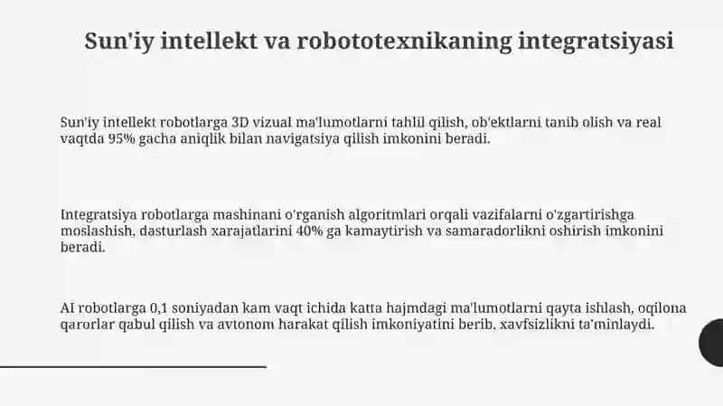 Sun'iy intellekt va robototexnikaning integratsiyasi 3