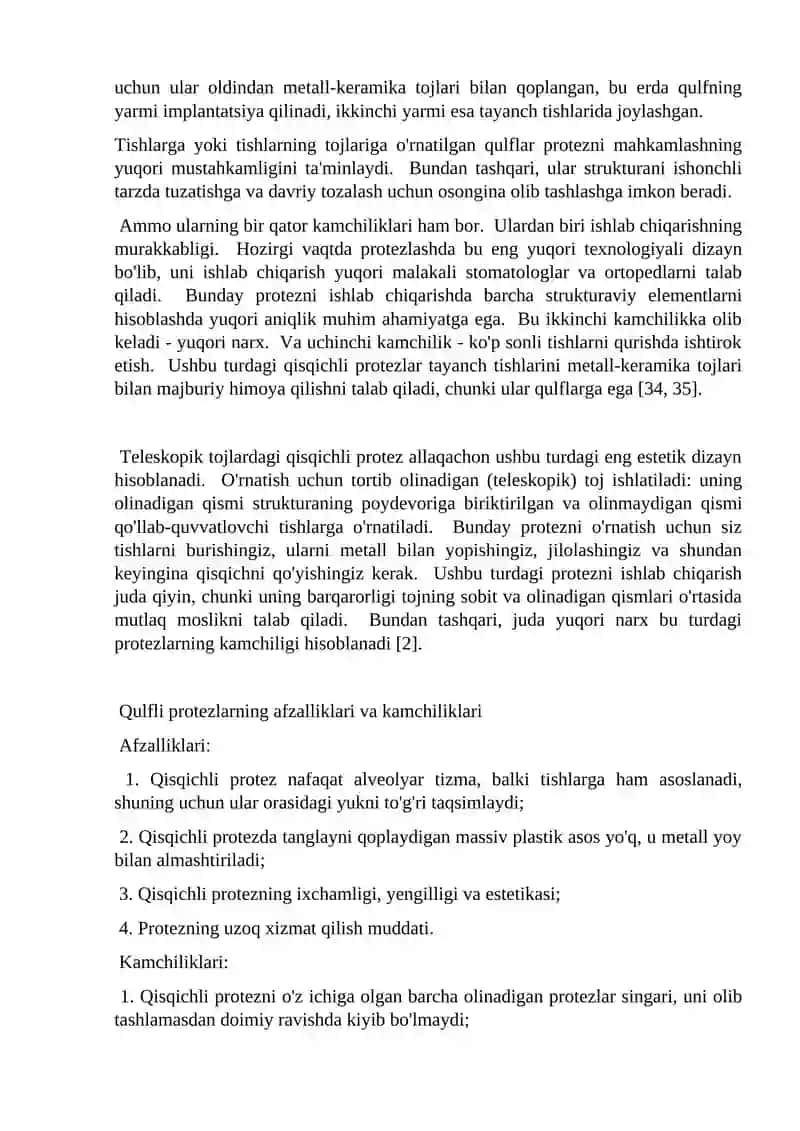 Tish qatorlarning qisman nuksonlarini byugel (yoysimon) protezlar bilan davolash 3