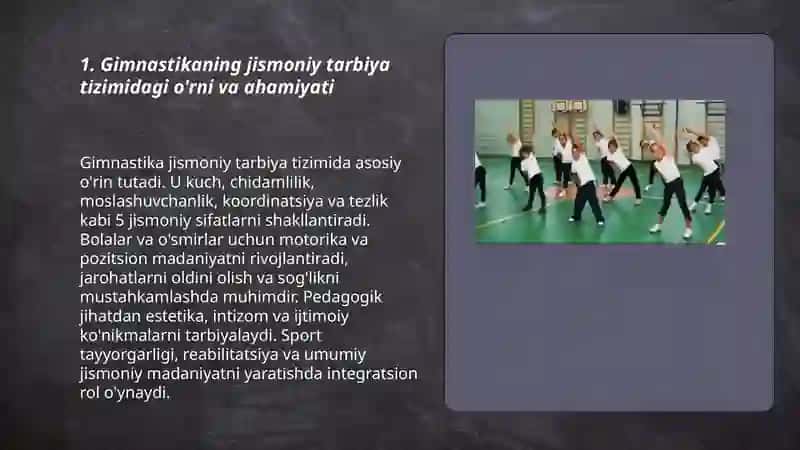 Gimnastika jismoniy tarbiya tizimida Sinagatullina Navruza bonu 3