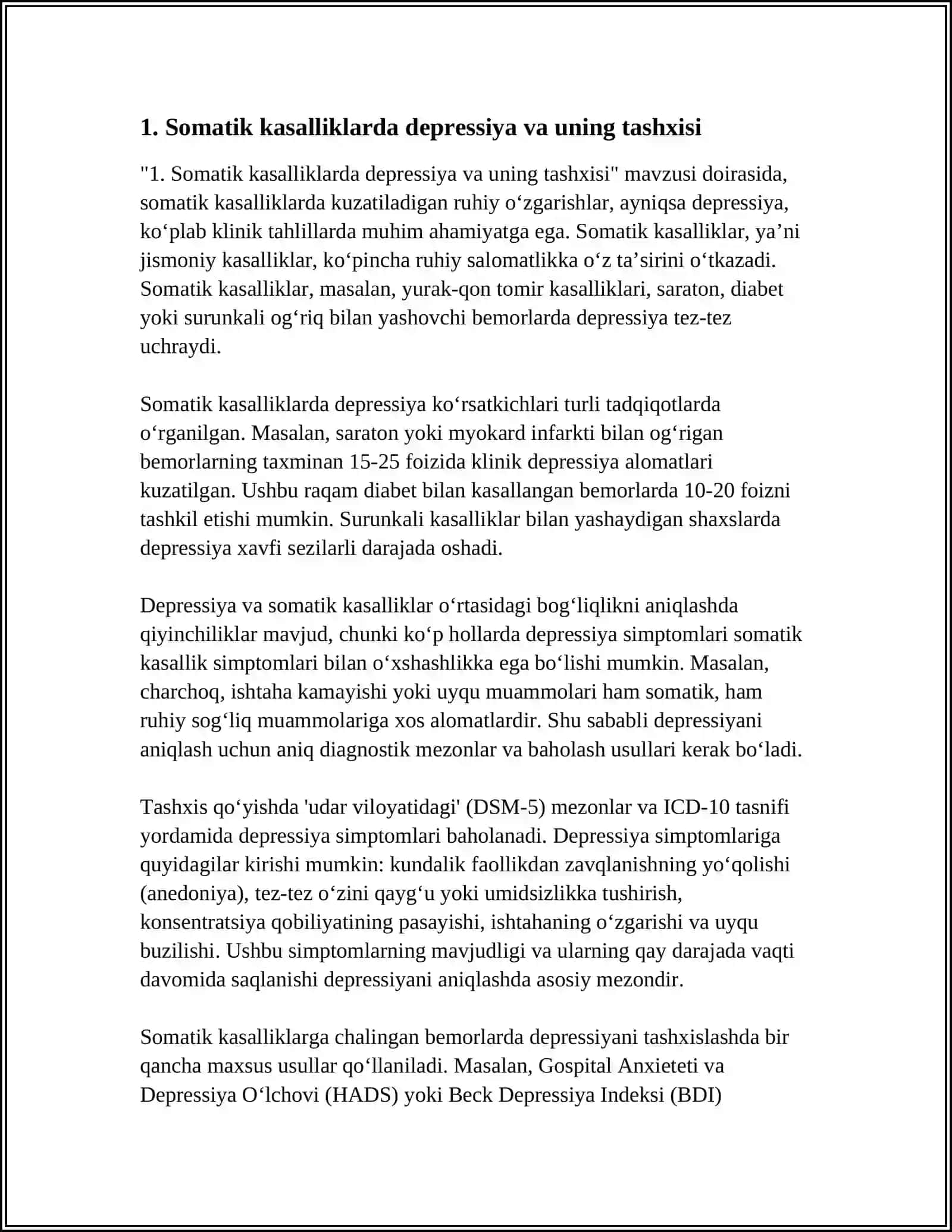 SAMATIK KASALLIKLARDA KUZATILADIGAN RUHIY OʻZGARISHLAR VA BEMORLARNI DAVOLASH TADBIRILARI 3