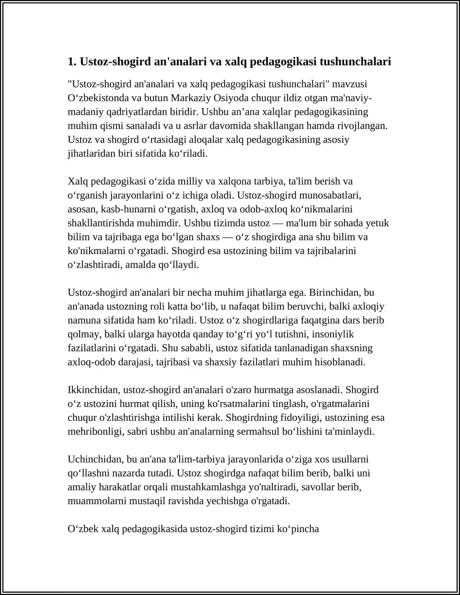 USTOZ SHOGIRD AN’ANALARINING XALQ PEDAGOGIKASI MANBALARIDA AKS ETISHI 3