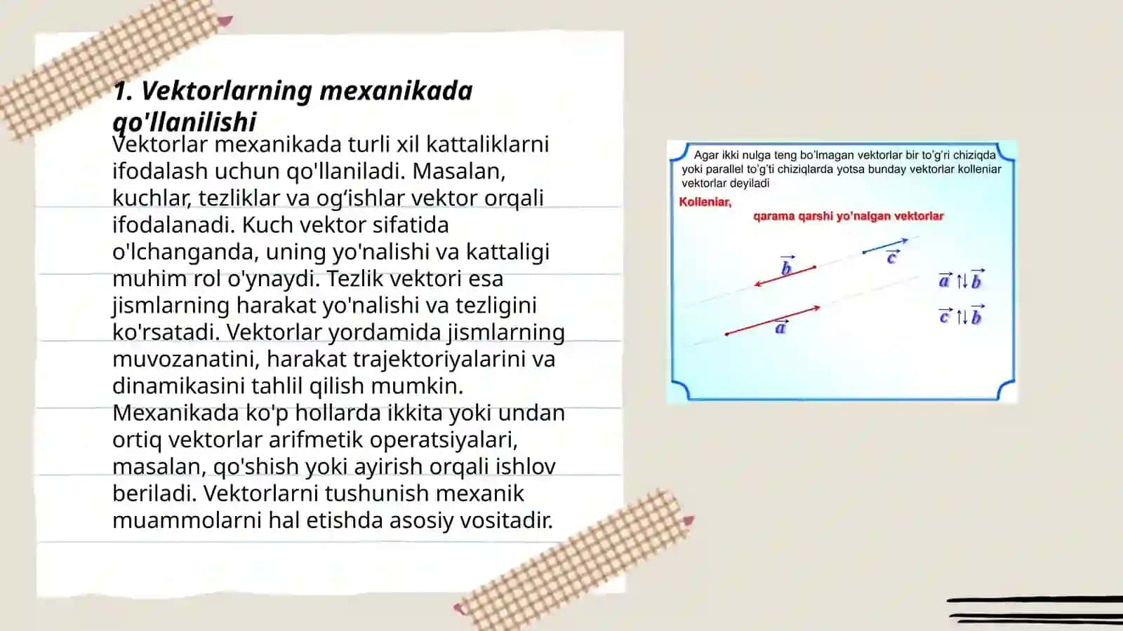 Vektorlarning turli masalalarga tatbiqlari 3
