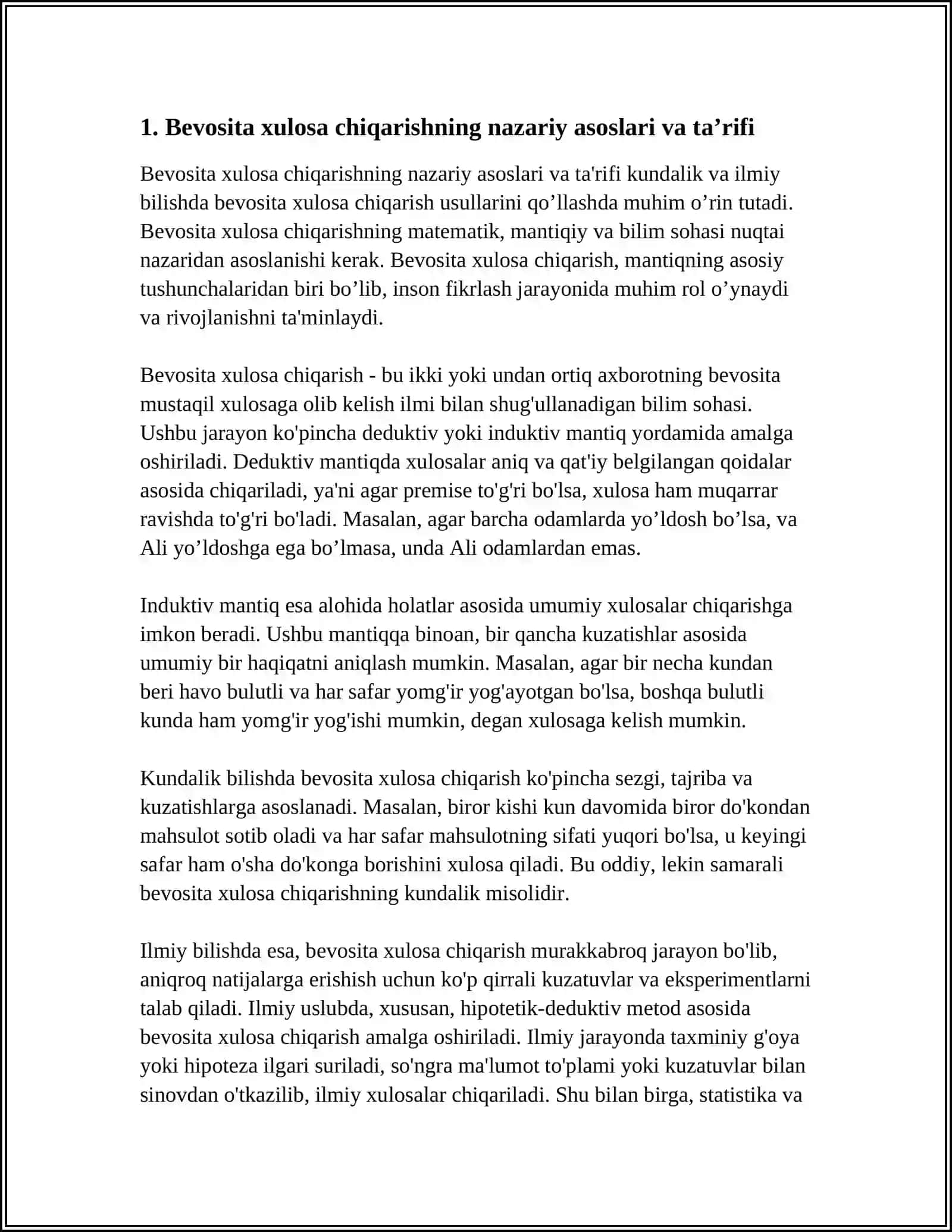 KUNDALIK VA ILMIY BILISHDA BEVOSITA XULOSA CHIQARISH USULLARINI QOʻLLASH 3