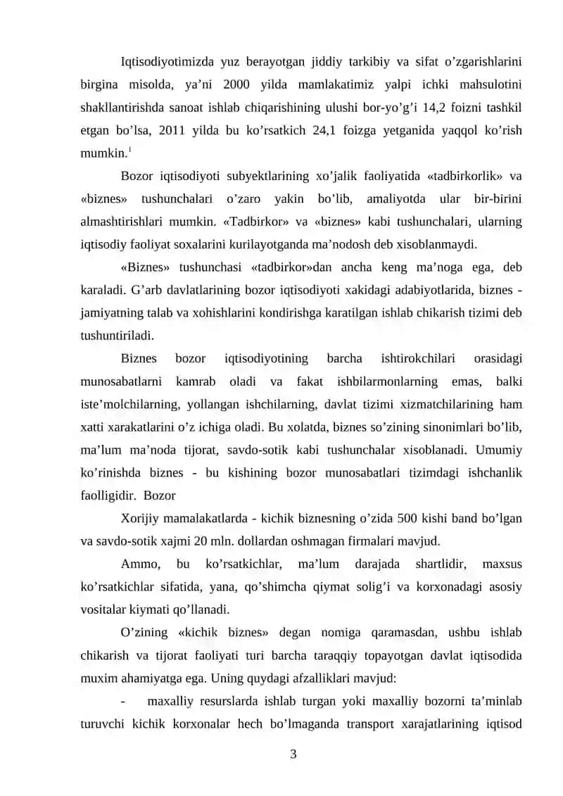 O’ZBEKISTON RESPUBLIKASIDA KICHIK BIZNESNI RIVOJLANTIRISH YOʻLLARI 3