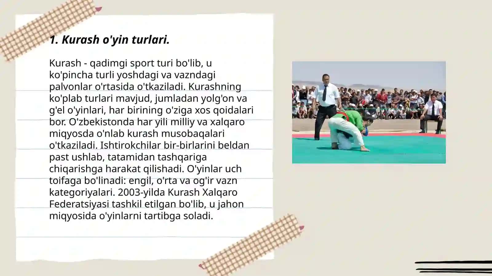 Kurash sport turi bo'yicha musobaqa o'tkazish usullari va hakamlik qilish 3