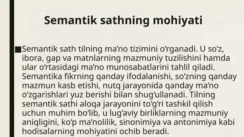 Leksik va Semantik sath 3