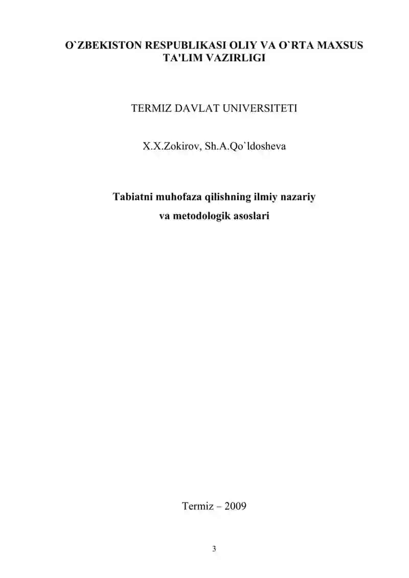 Tabiatni muhofaza qilishning ilmiy nazariy va metodologik asoslari 3