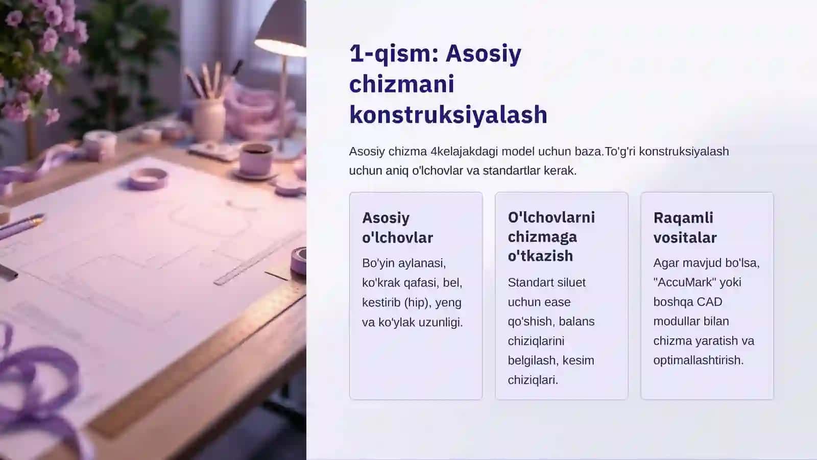 Qizlar uchun tungi ko'ylak konstruksiyalash va modellashtirish texnalogiyasi 3