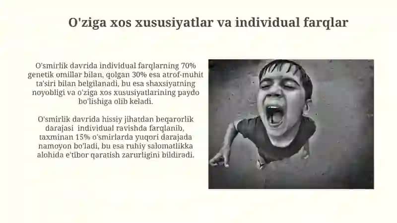 O'smirlik davrdagi psixik rivojlanishning umumiy tavsifi 3