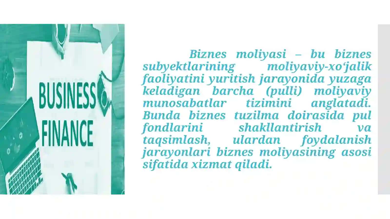 BIZNES MOLIYASINING MOHIYATI VA UNING TASHKIL ETILISHI 3
