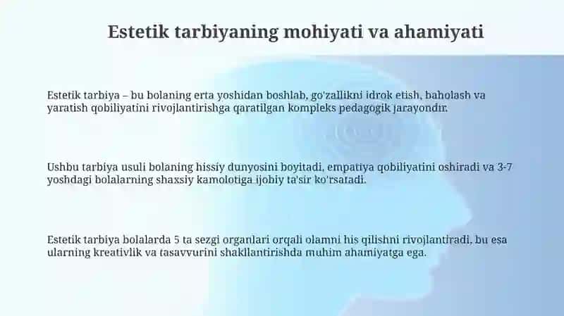 Estetik tarbiya berish 3