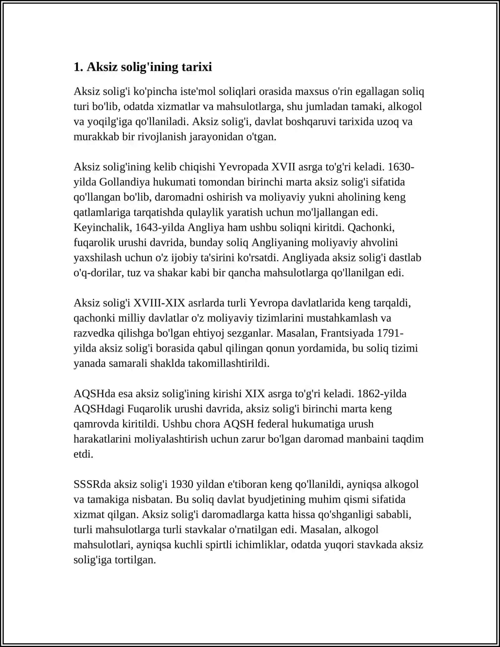 AKSIZ SOLIG'I VA UNING SOLIQ TIZIMIDA TUTGAN O'RNI 3