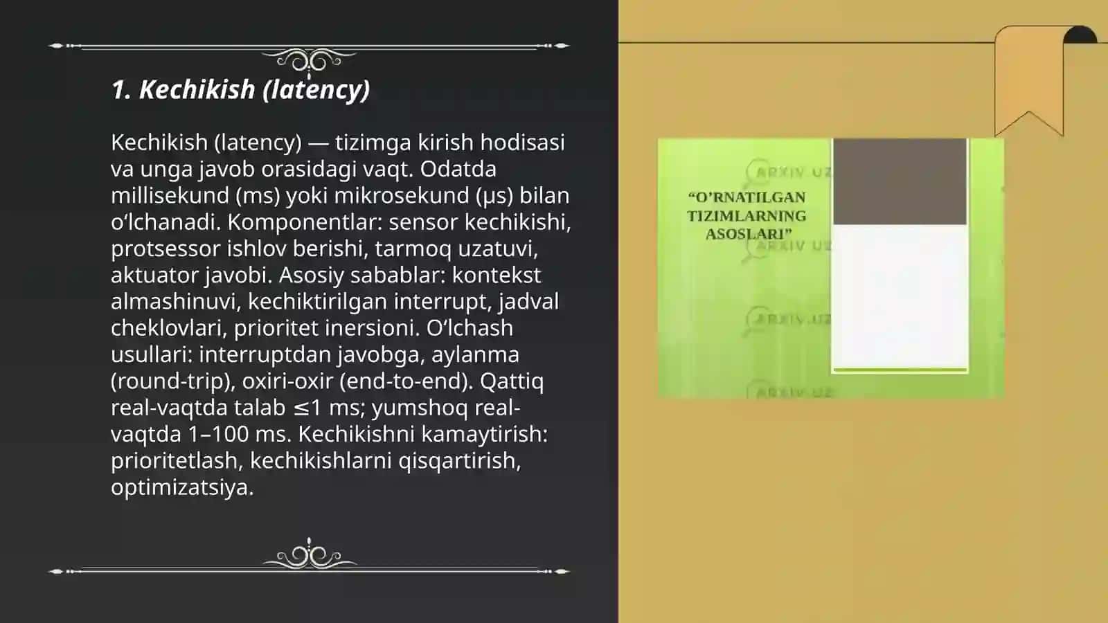 O'rnatingan tizimlarning asosiy ko'rsatkichlari 3