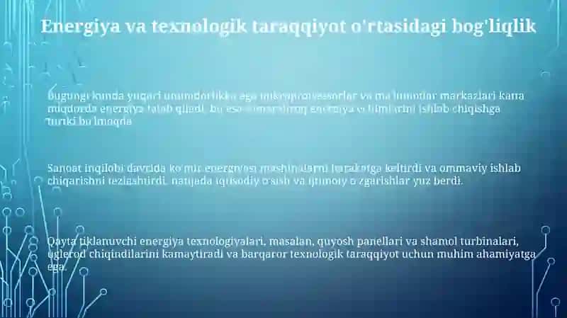 Texnika taraqqiyotida energetikaning o'rni 3