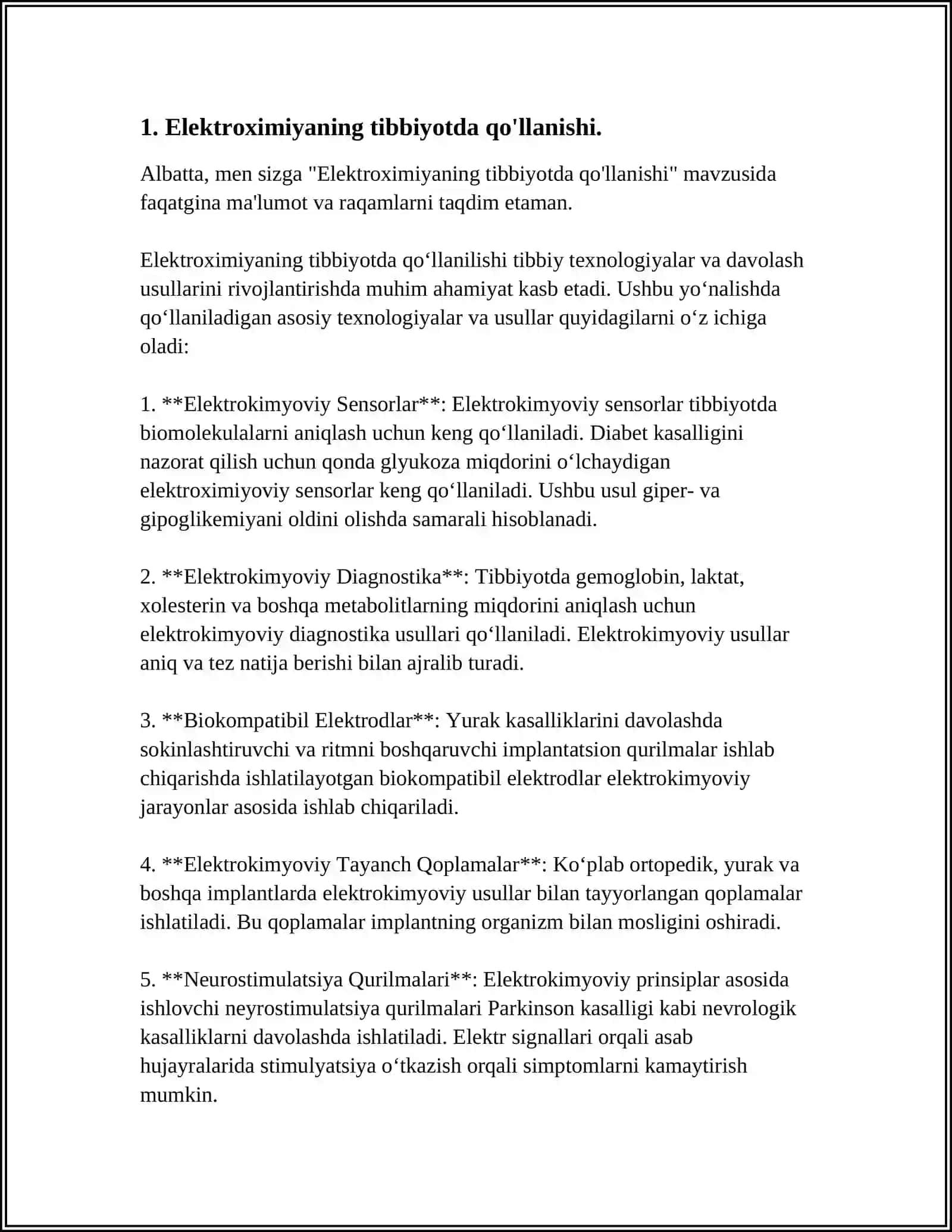 Tibbiyotda Elektrokimyoning Qo'llanilishi va Ahamiyati 3