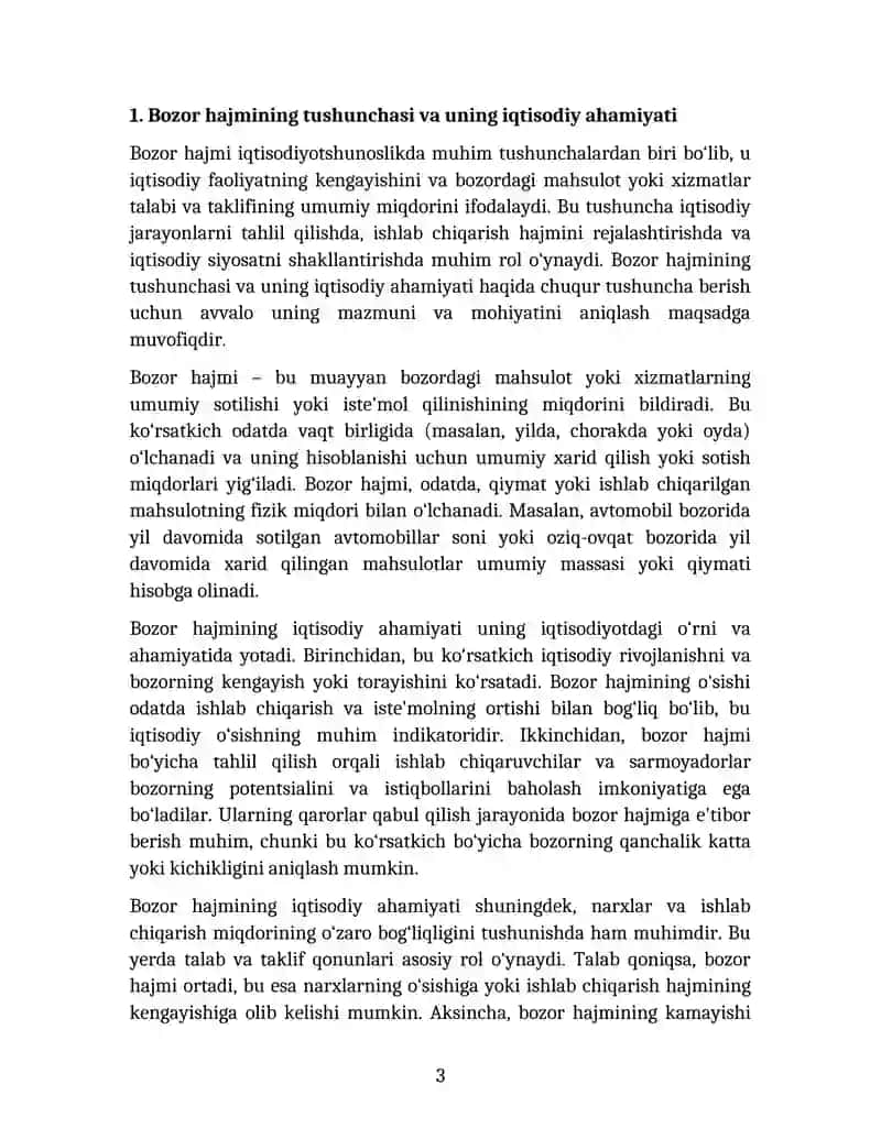 MAVZU BOZOR HAJMINI ANIQLASHDA EKONOMETRIK MODELLARDAN FOYDALANISH 3