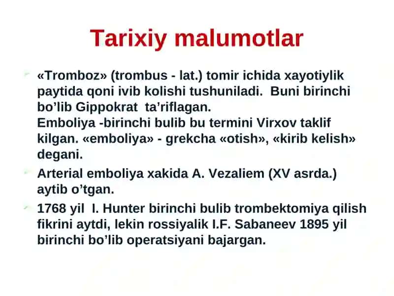 O‘tkir arterial tromboz va emboliyalar 3