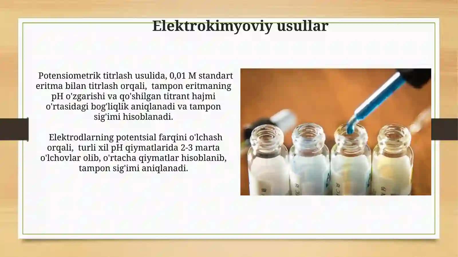 Buferlik tizimlari. Klinik sinovlarda biologik suyuqliklarning bufer salohiyatini aniqlash 3
