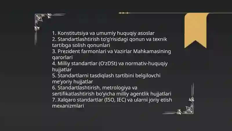 Standartlarni tasdiqlash va davlat ro`yxatidan o`tkazish 3