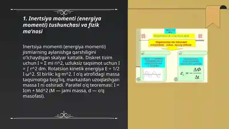 Inertsiya momenti (energiya momenti) tushunchasi va fizik maʼnosi 3
