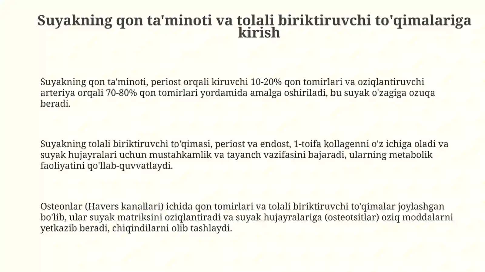 Qon va suyak tolali biriktiruvchi to‘qimalarning o‘zaromunosabati 3