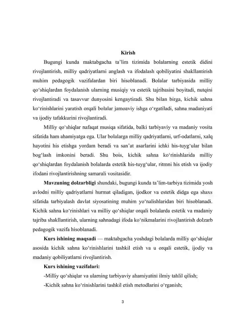 Milliy qo’shiqlar asosida kichik sahna ko’rinishlar 3