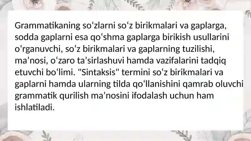 Sintaksis. Asosiy sintaktik birliklar.Sòz birikmasi sintaksis. 3