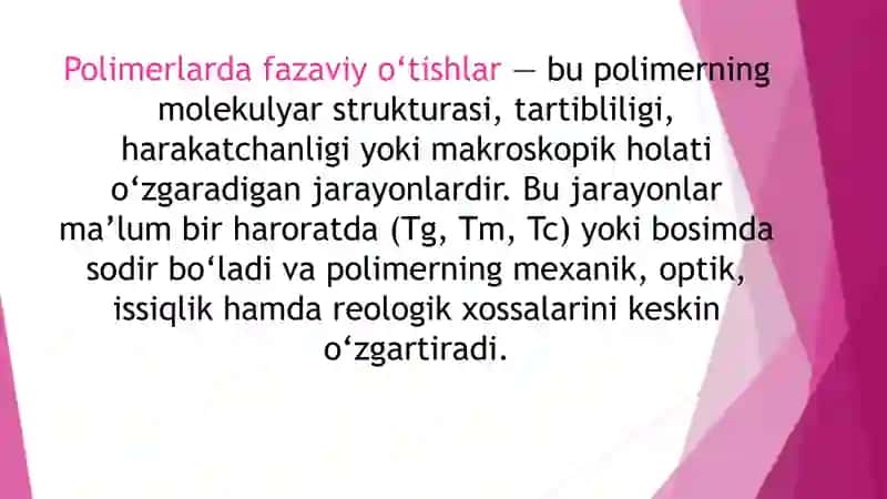 Polimerer itmasining gel va suyuq kristall holatga o'tishini reooptimetrik usulda baholash 3
