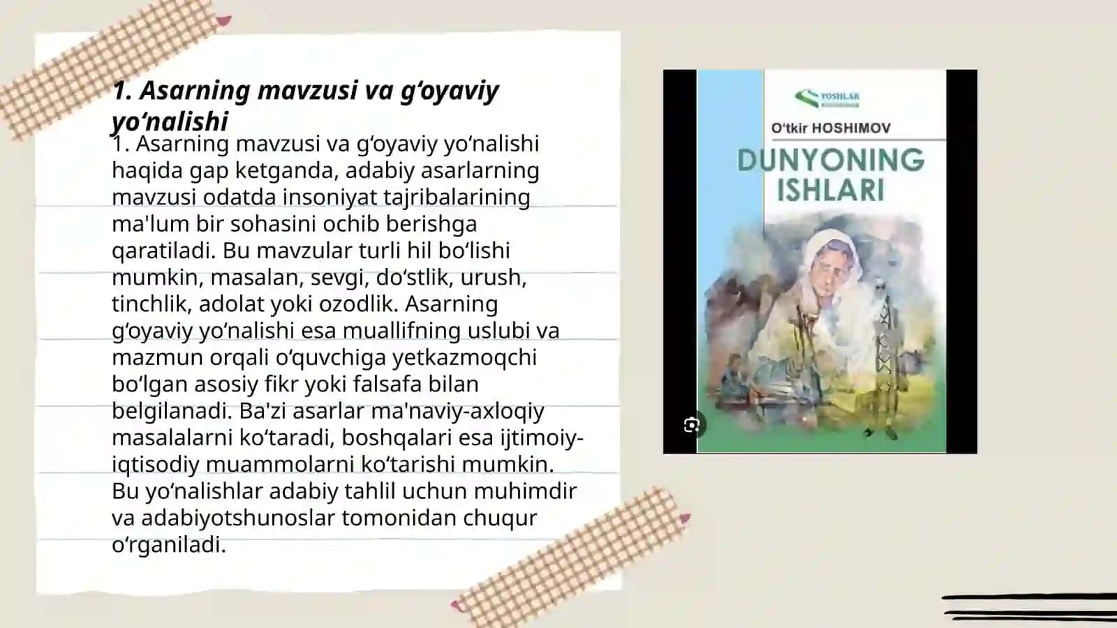 O'tkir Hoshimovning "Dunyoning ishlari" asarida filologik tahlil 3
