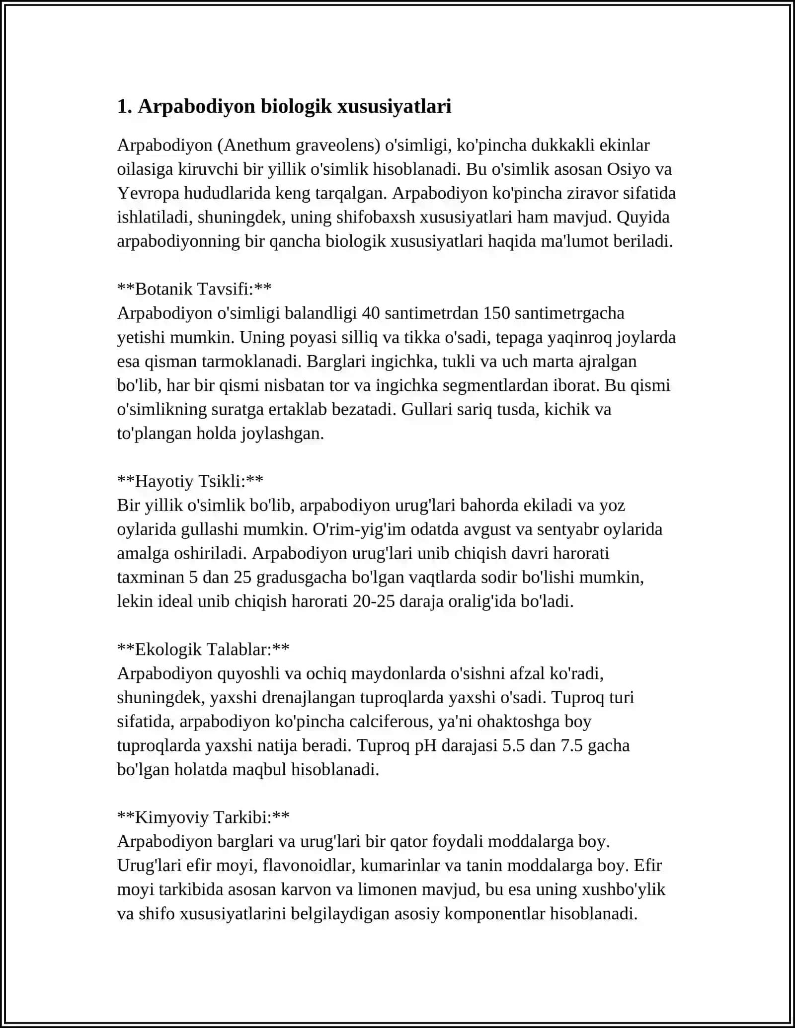 ARPABODIYON BIOLOGIYASI VA YETISHTIRISH TEXNOLOGIYASI 3